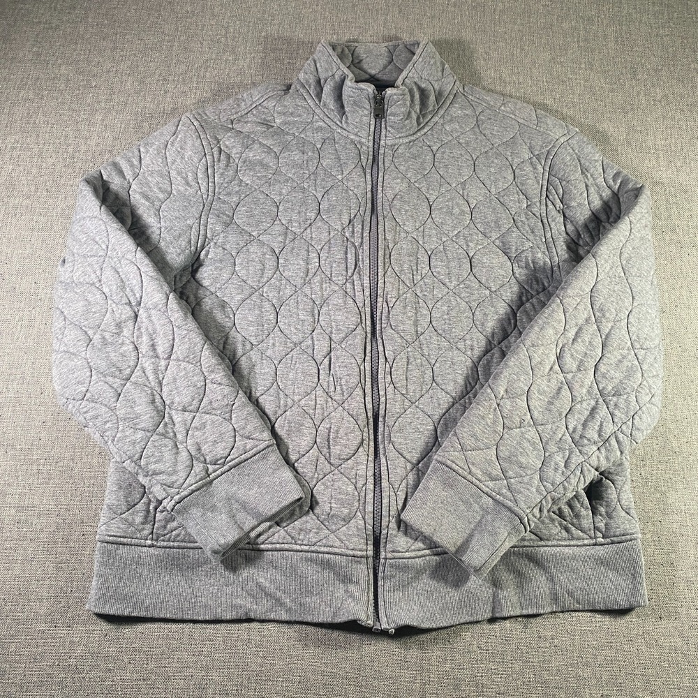 Banana Republic Cozy Quilted Full Zip Sweater Men Large Grey Lined Lightweight